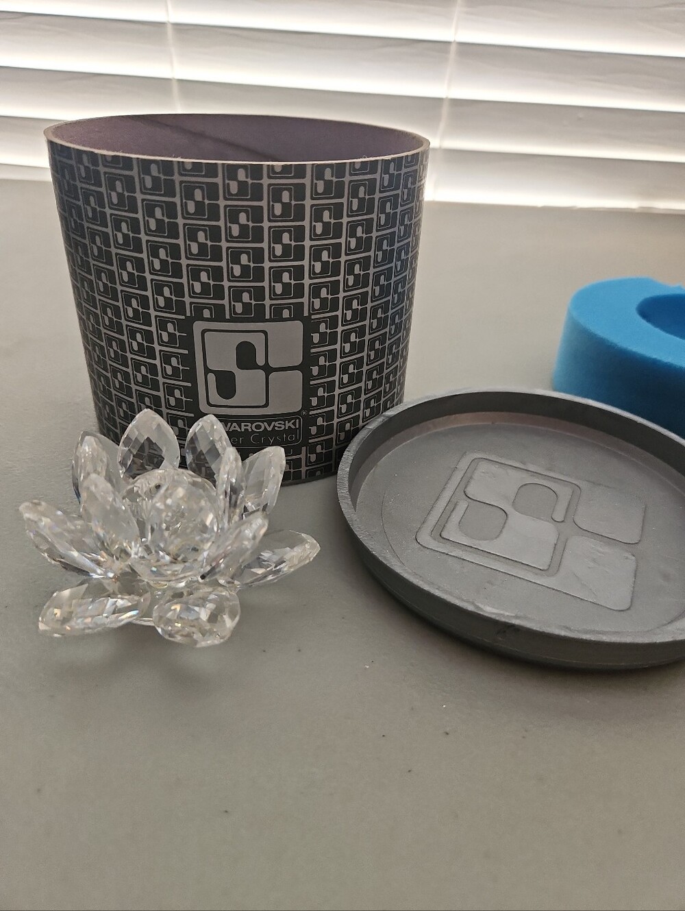Swarovski Silver Crystal Large Waterlily Candle Holder 7600 NR 124 MINT W/ BOX